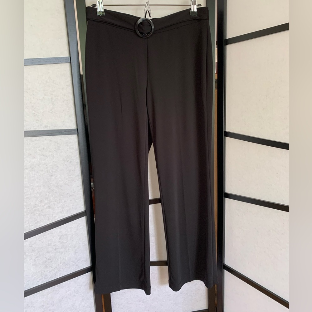 Sigrid Olsen Black Dress Pants ~ Faux Belt ~ Pull On ~ Elastic Waist ~ Size S